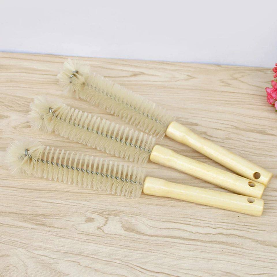 فرشاة تنظيف الزجاجات يد خشب